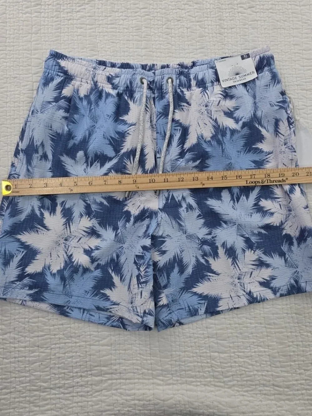 The Endless Summer Swim Trunks Shorts Mens XL Blue Tropical Elastic Waist‎ NWT